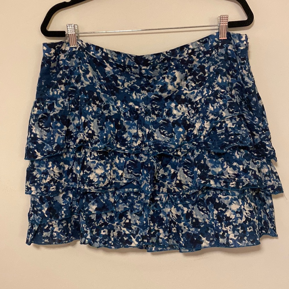 Loft blue ruffled skirt